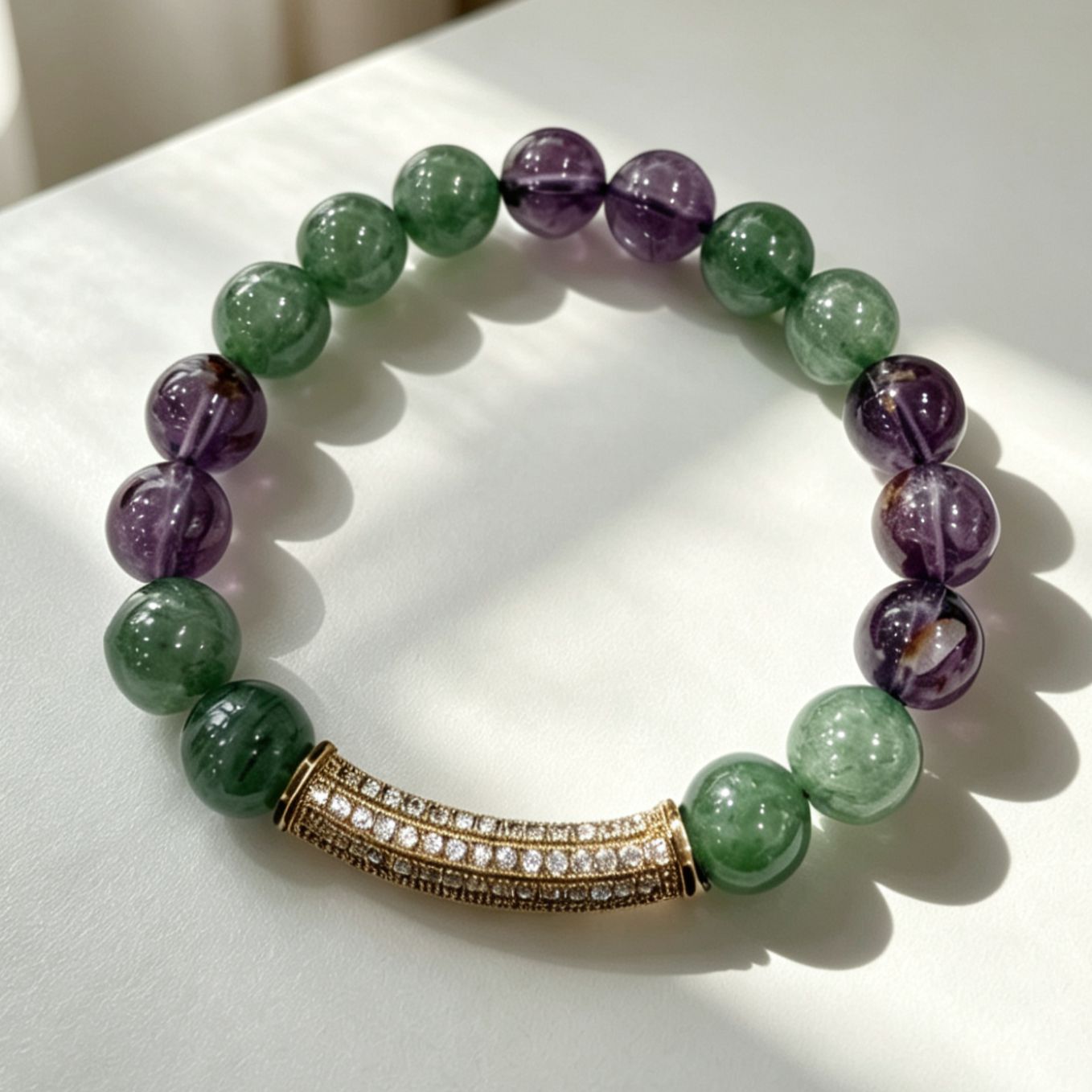 Green Strawberry Quartz with Amethyst Phantom
