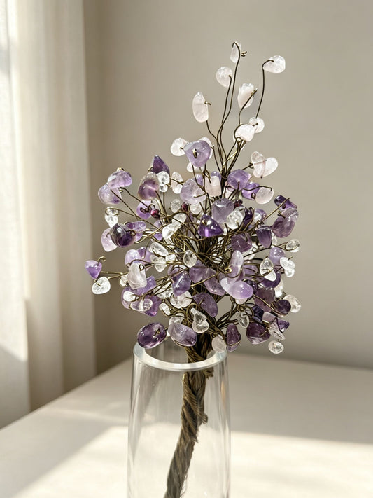 Clear Quartz & Amethyst Tree - Luck & Wisdom