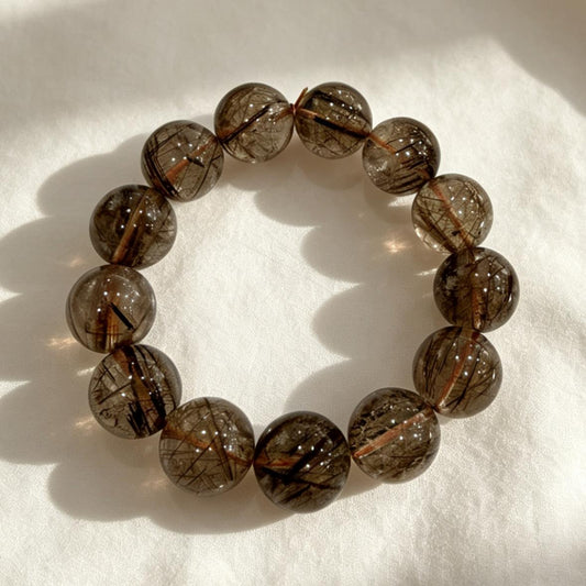 18mm Smoky Rutilated Quartz - Health & Wealth