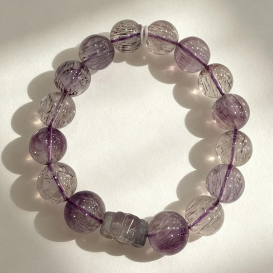 Super Seven with Fluorite Flower